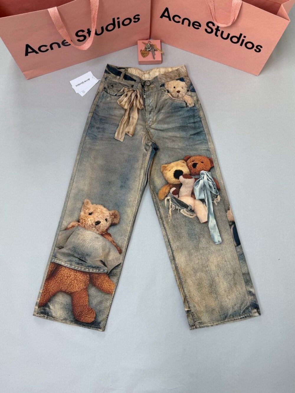 Acne Studios FW25 1981 Teddy Bear Print Wide Leg Jeans
